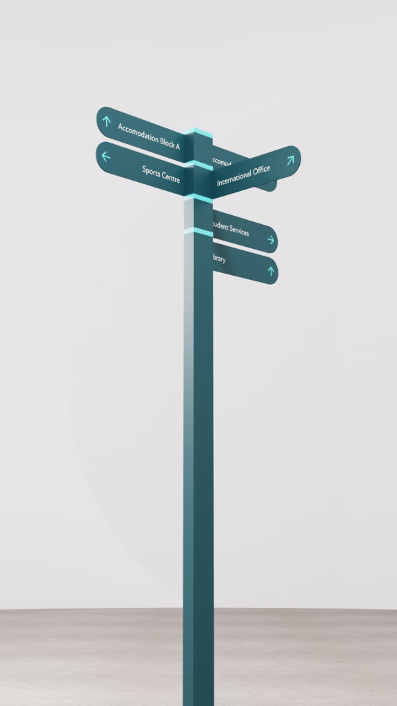 Fingerpost sign with round fingers